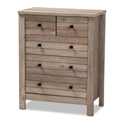 Baxton Studio Derek Modern and Contemporary Transitional Natural Oak Finished Wood 5-Drawer Chest